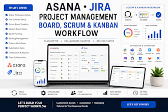 create asana jira project management board, scrum and kanban workflow