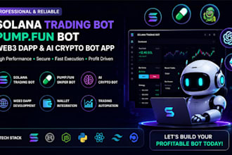 develop solana trading bot, pump fun bot, web3 dapp and ai crypto bot app