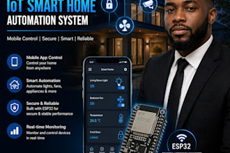 develop esp32 iot smart home automation system with mobile control