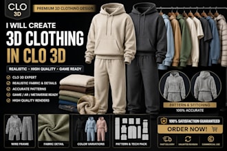 do 3d clothing fashion design, apparel mockup and realistic garment design