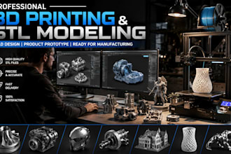 create professional stl files and 3d models for 3d printing