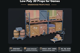 create models 3d stylized low poly for roblox, unity and unreal