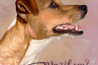 design a custom digital pet portrait of your animal