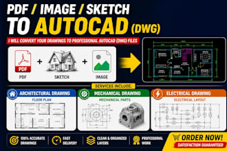 convert PDF sketch or image drawing to autocad dwg