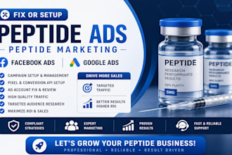 set up peptide ads peptide marketing peptide website facebook ads
