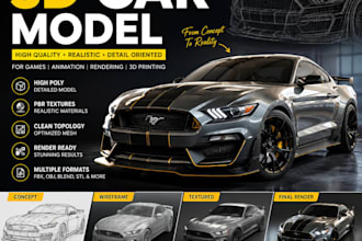 do 3d car modeling 3d car model 3d printing vehicle model stl cad designs render