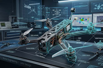 do 3d cad design of drone, quadcopter, uav, vtol, fpv