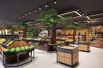optimize supermarket interior conccept,modern grocery store,retail shop render