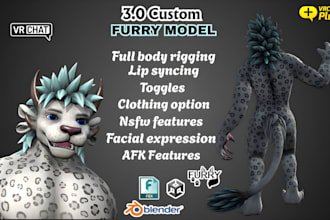 create vrchat avatar, furry vtuber, nsfw vtuber model, 3d anime avatar, vseeface