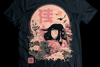 illustrate a japanese t shirt illustration