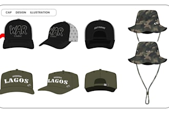 design, tech pack, or 3d mockup for any type of cap design