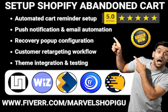 setup shopify abandoned cart uppush wiz ai dondy meeri cartly cartkeeper