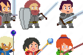 create pixel game character game sprite pixel art sprite sheet in 8bits or 16bit