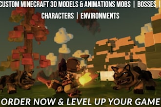 design custom minecraft mobs, bosses hytale model and animation in blockbench