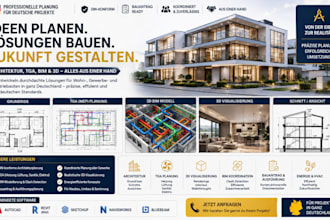 deliver din compliant architectural, tga, bim and 3d plans for german bauantrag