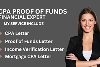 do proof of funds documentation, for funding financial verification as CPA