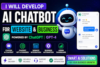 develop ai chat bot for website and business