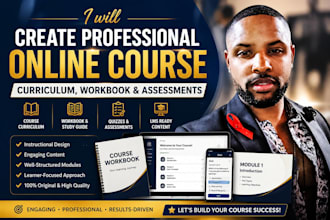 create professional online course curriculum, workbook and assessment