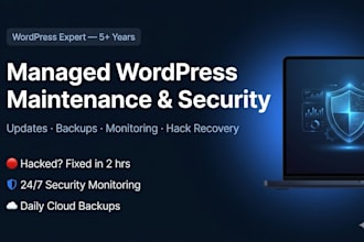 provide managed wordpress maintenance, security monitoring, backup solution