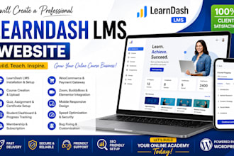 develop learndash lms seo wordpress website course upload redesign learndash