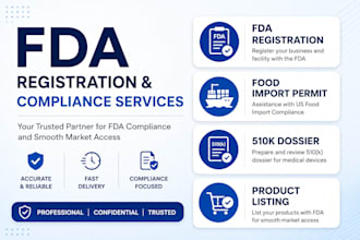 do fda registration, food import permit, 510k dossier and product listing