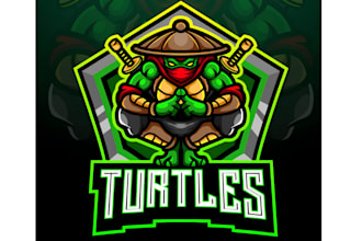 do unique sea turtle mascot esport logo design