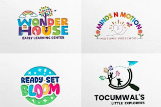 design childcare, education kids, and children logo