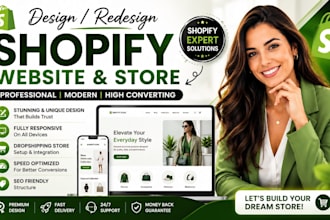 design or redesign shopify ecomerce website, shopify store setup, shopify seo
