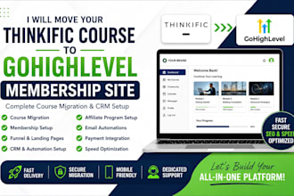 move your thinkific course to gohighlevel membership site
