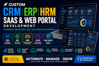 develop custom erp crm hrm saas web portal database system automation software