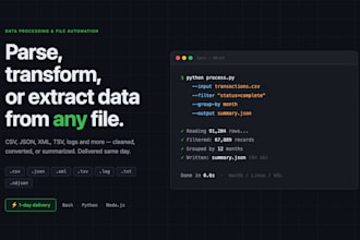 write a script to parse, process, or extract data from your files