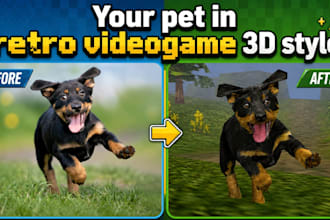 create a pet portrait in retro n64 ps1 videogame style