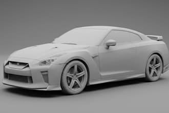 create 3d car model, vehicle modeling, realistic car design and rendering