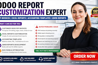 customize odoo PDF invoices excel reports accounting templates qweb report