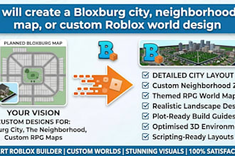 create a bloxburg city, neighborhood, map, or custom roblox world design