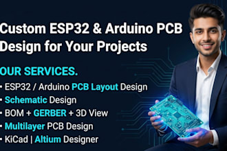 design a custom esp32 or arduino pcb board with schematic and gerber files