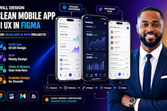 design clean mobile app UI UX in figma for saas app and mvp projects