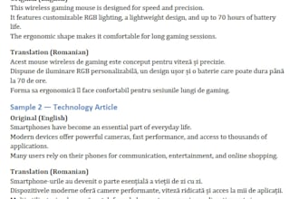 translate english to romanian manually