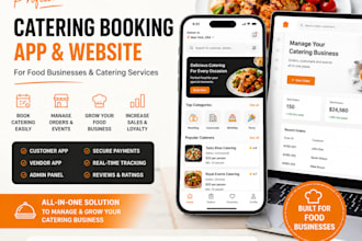 create a catering booking service app or website for food businesses