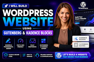 build wordpress website using gutenberg and kadence blocks