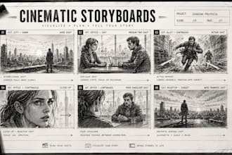 create cinematic storyboard illustrations for film and commercials