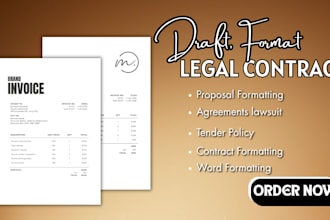 draft, format legal review contract, agreements lawsuit, proposal tender policy
