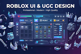 design roblox UI ugc gui UX and custom skins for you