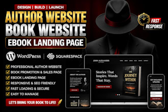 build author website, book website, ebook landing page, wordpress, squarespace