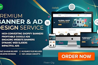 design website banner, web slider, shopify banner, banner ads, google ads