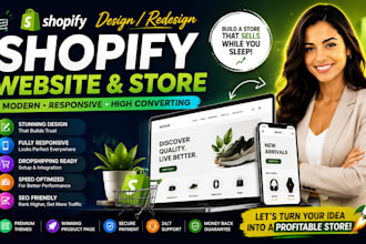 design or redisign shopify store, ecomerce store setup, shopify shop,shopify seo