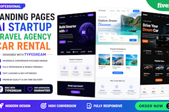 setup landing pages ai startup travel agency car rental typedream website design