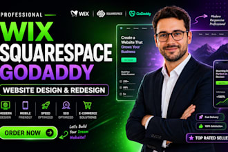 design wix website, wix redesign, wix squarespace website, godaddy or wix expert