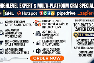 gohighlevel zoho hubspot pipedrive CRM expert systeme io saas zapier automation