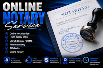 notarize usps form 1583, poa, UK US legal documents as online public in 2hr